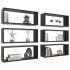 Estante cubo de pared 6 uds contrachapado negro 60x15x23