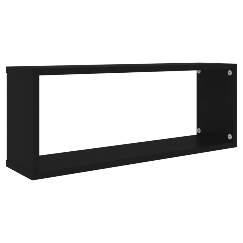 Estante cubo de pared 6 uds contrachapado negro 60x15x23
