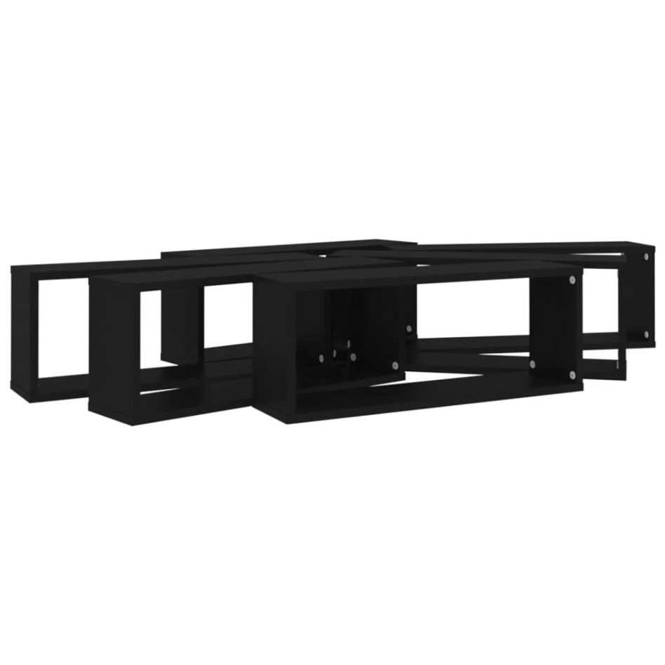 Estante cubo de pared 6 uds contrachapado negro 60x15x23