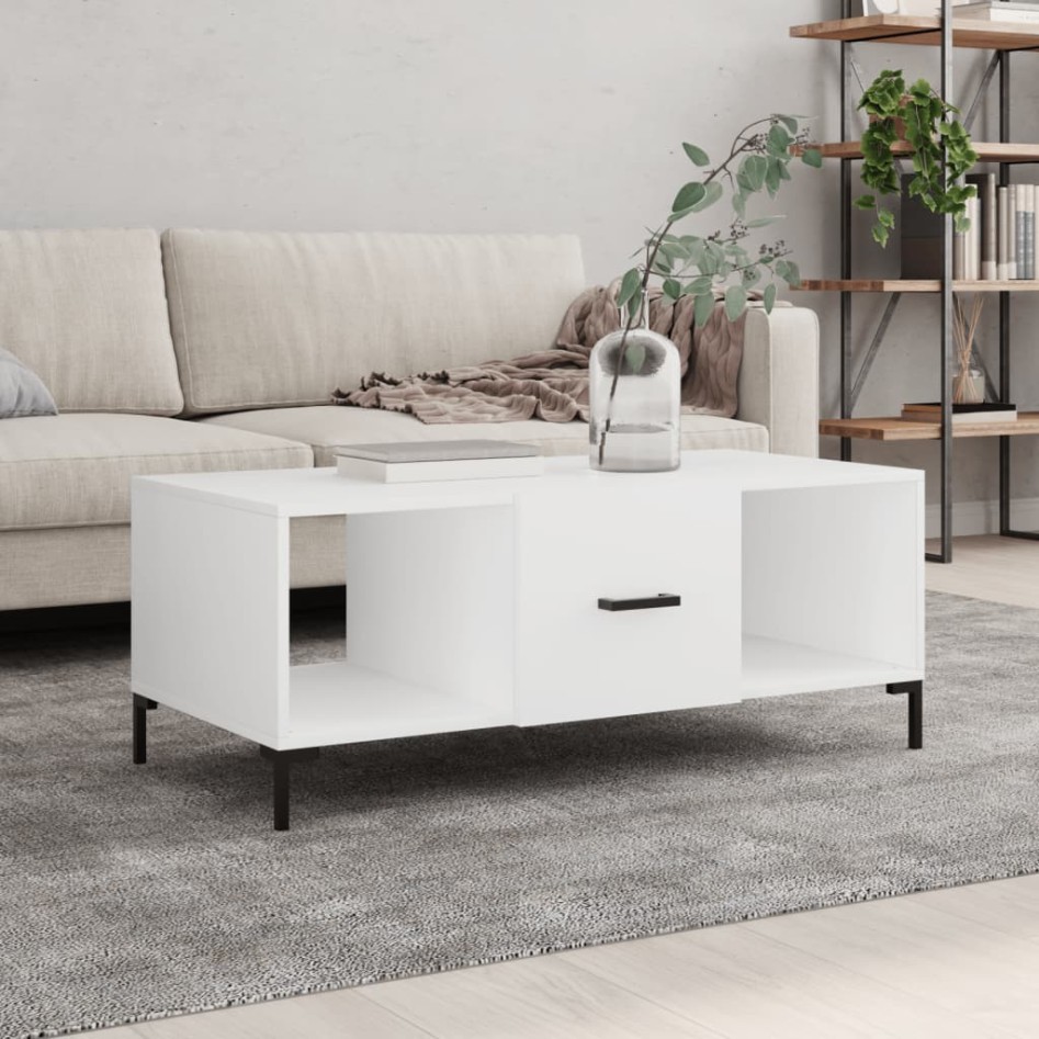 Mesa de centro madera contrachapada blanco 102x50x40
