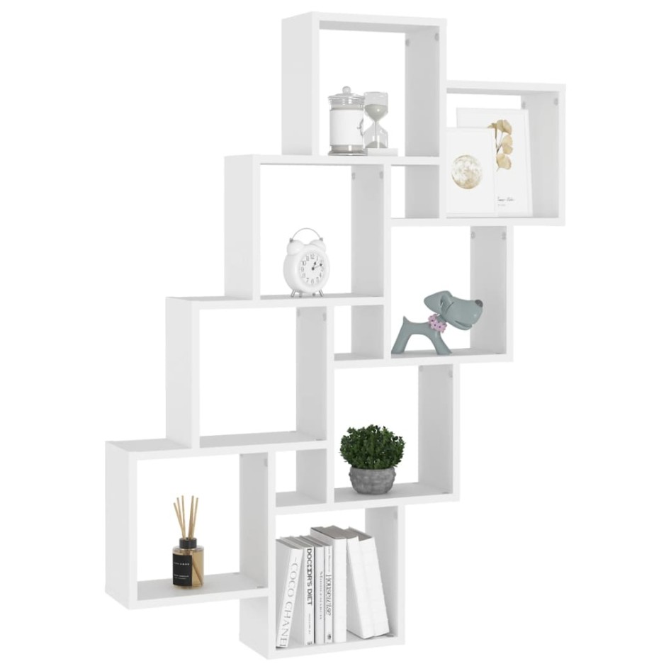 Estante de cubo pared madera contrachapada blanco 90x15x119
