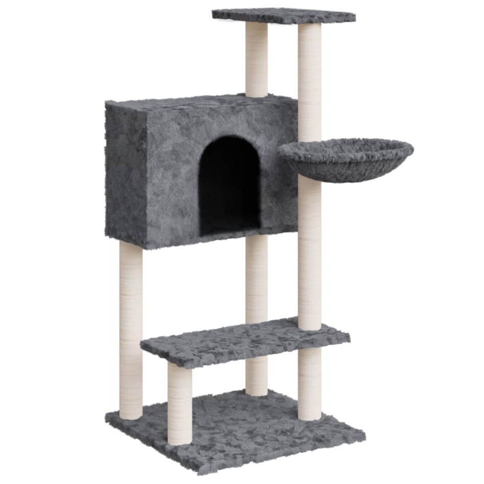 Rascador para gatos con postes de sisal gris oscuro 108,5