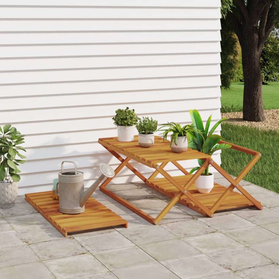 Estantería plegable 3 alturas madera acacia marrón 70x31x63