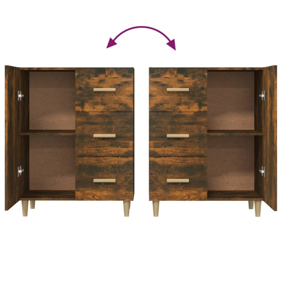 Aparador de madera de ingeniería roble ahumado 69,5x34x90