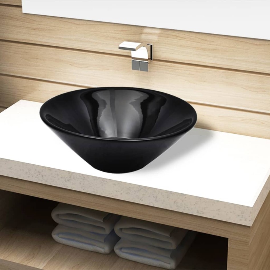 Lavabo de cerámica negro