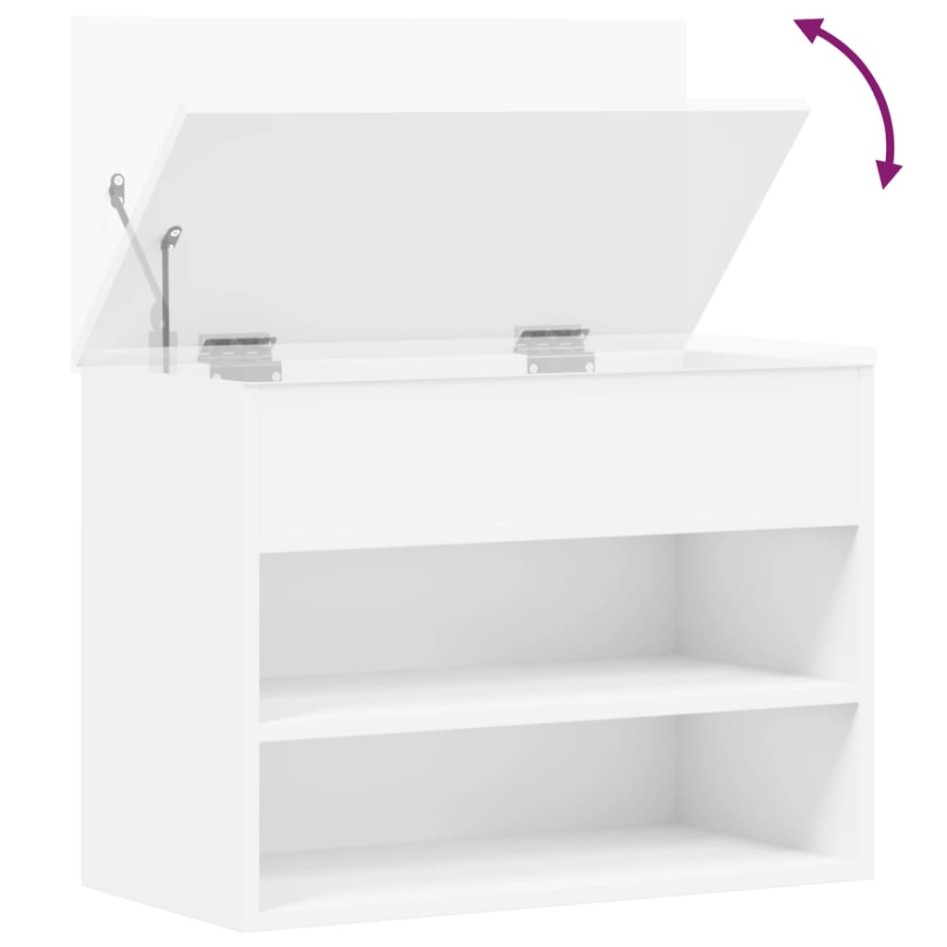 Banco zapatero de madera de ingeniería blanco 60x30x45