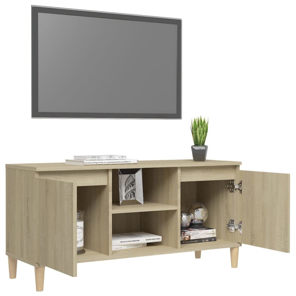 Mueble de TV patas madera maciza roble Sonoma 103,5x35x50