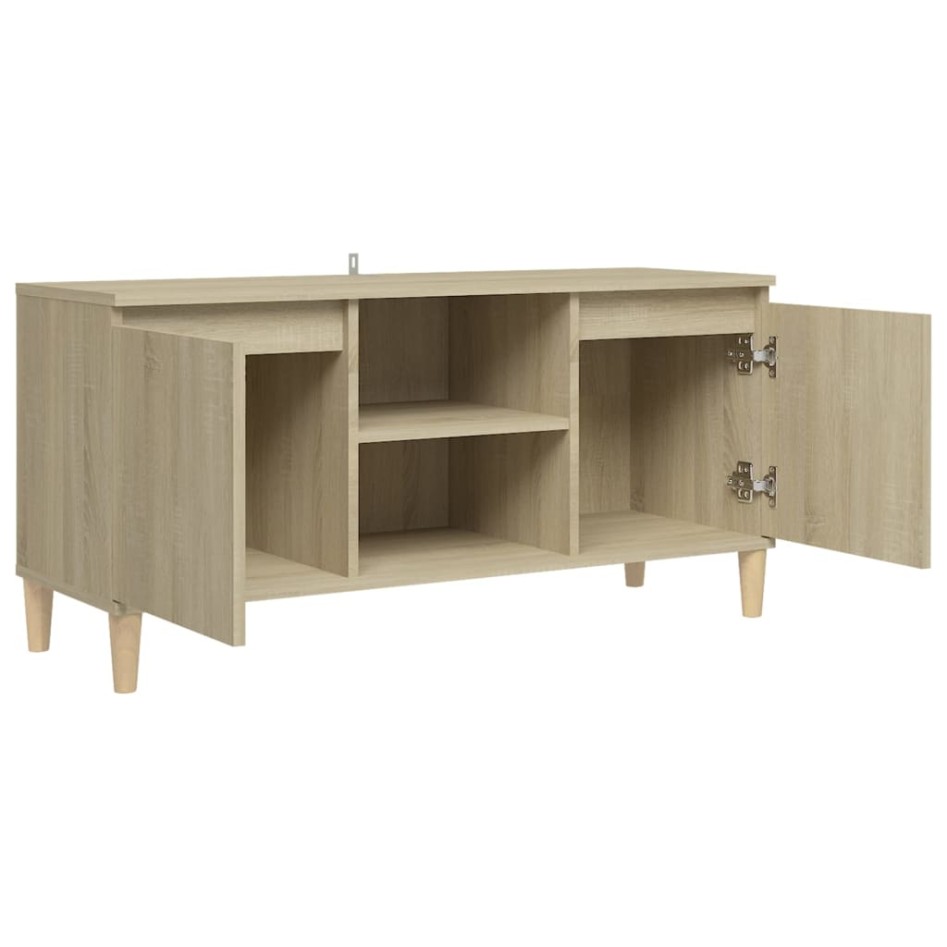 Mueble de TV patas madera maciza roble Sonoma 103,5x35x50