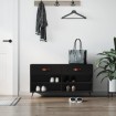 Banco zapatero madera de ingeniería negro 102x35x55 cm