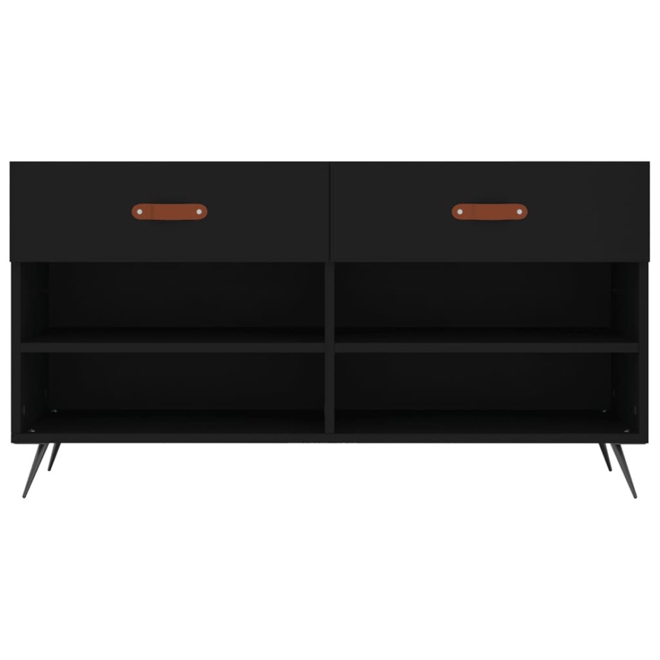 Banco zapatero madera de ingeniería negro 102x35x55