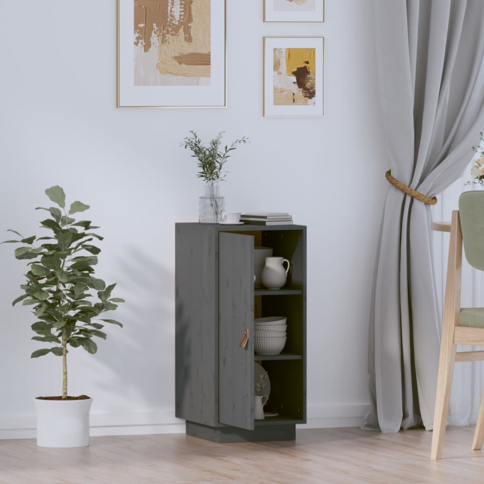 Aparador de madera maciza de pino gris 34x40x75