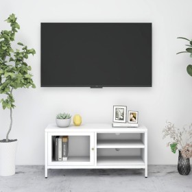 Mueble para el televisor acero y vidrio blanco 90x30x44