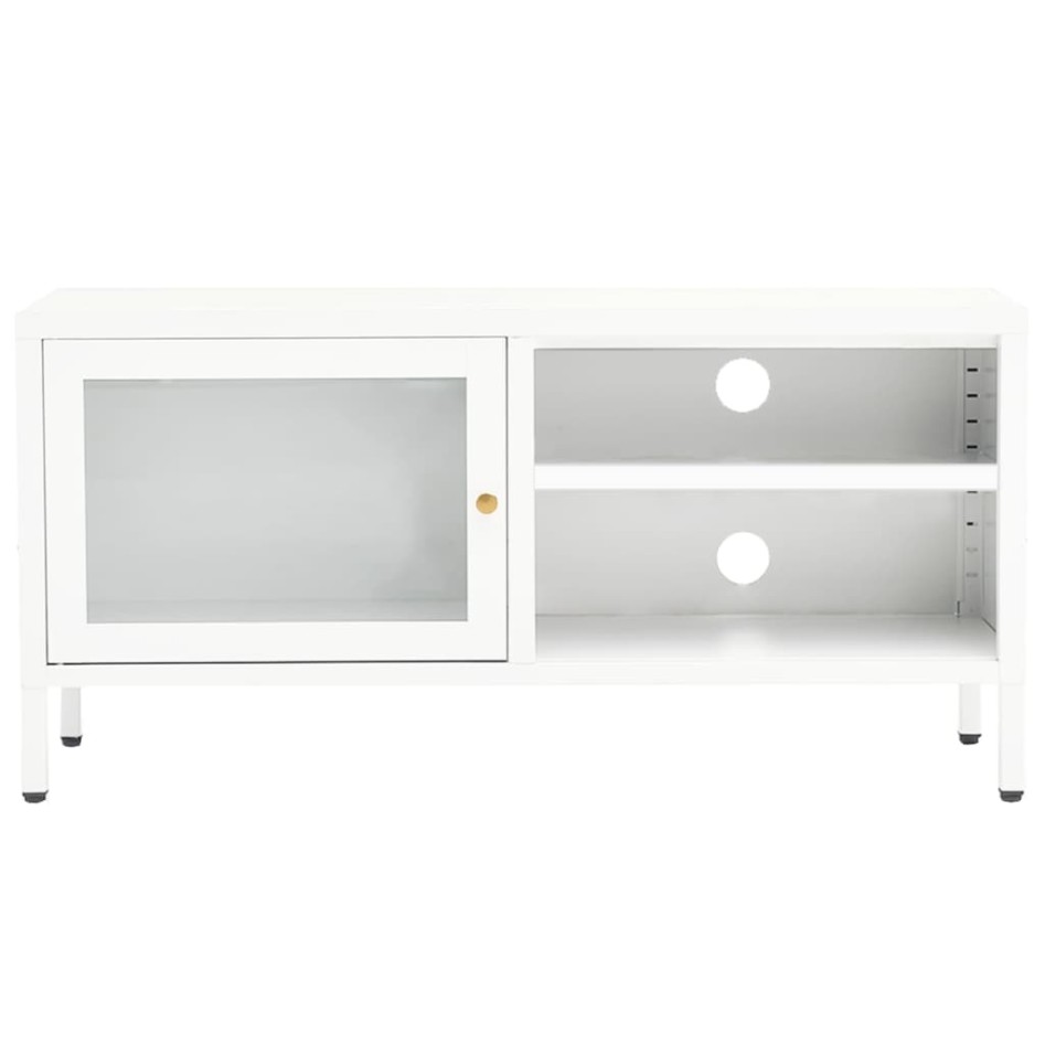 Mueble para el televisor acero y vidrio blanco 90x30x44