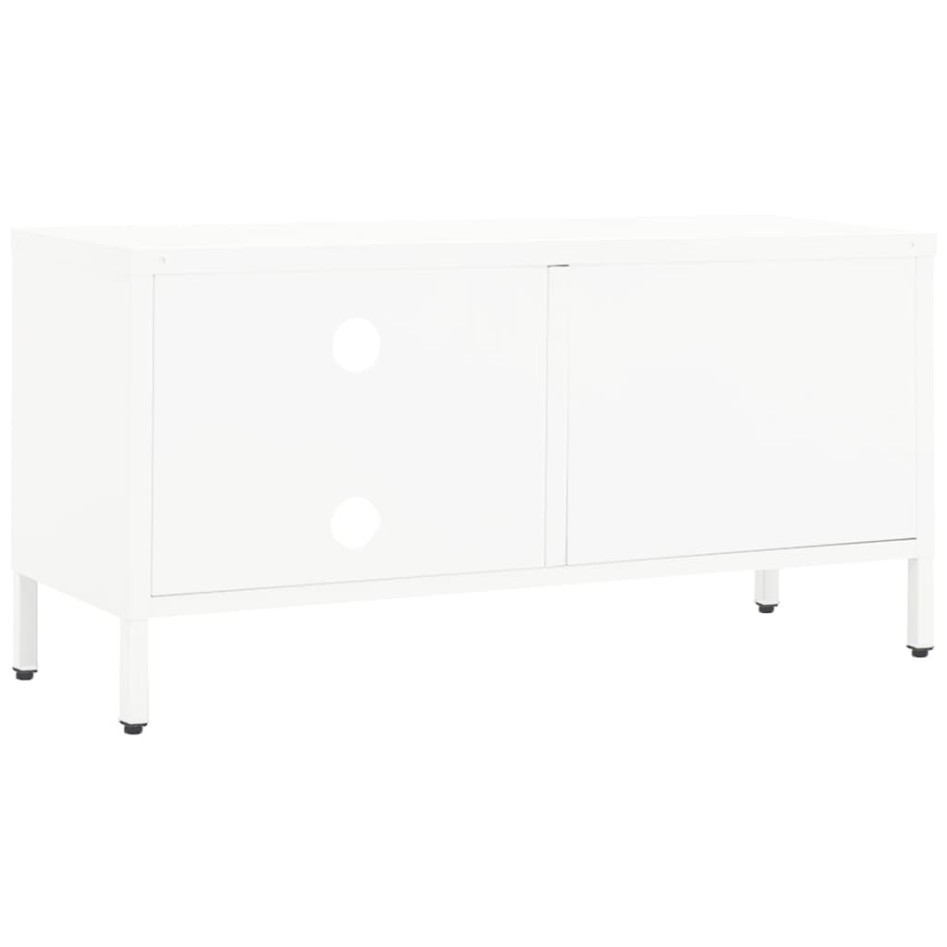 Mueble para el televisor acero y vidrio blanco 90x30x44