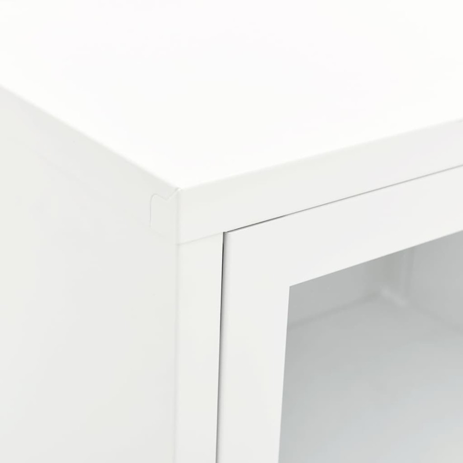 Mueble para el televisor acero y vidrio blanco 90x30x44