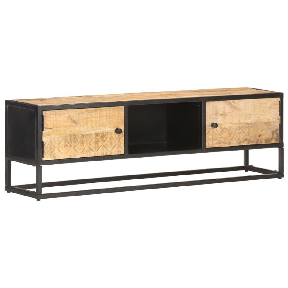 Mueble de TV puerta tallada madera de mango rugosa 130x30x40