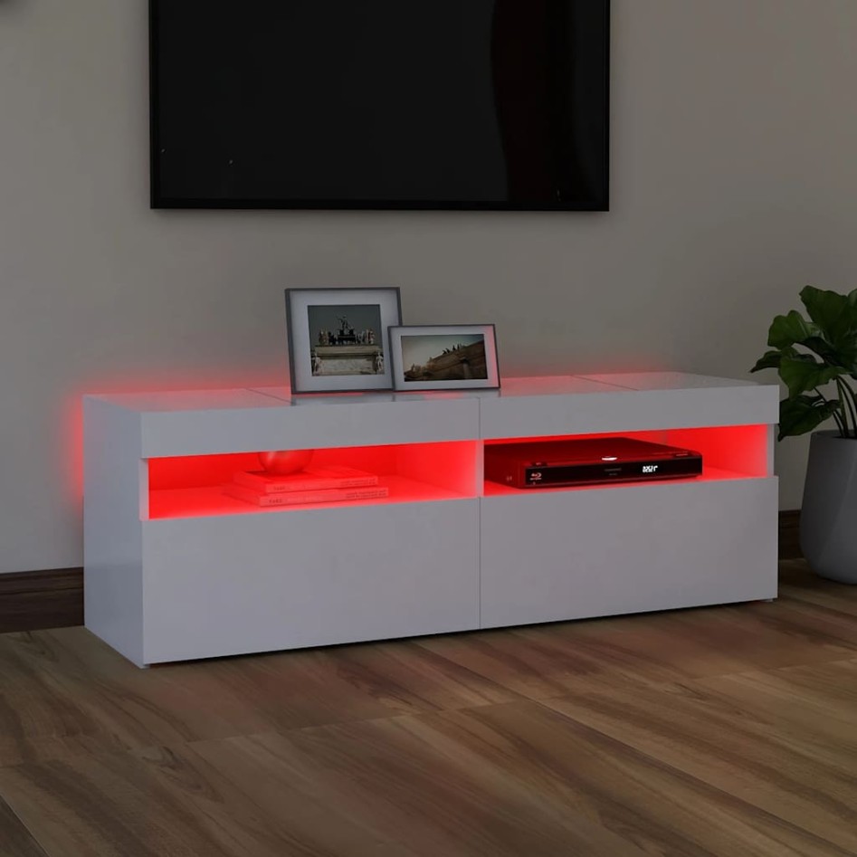 Mueble para TV con luces LED blanco 120x35x40