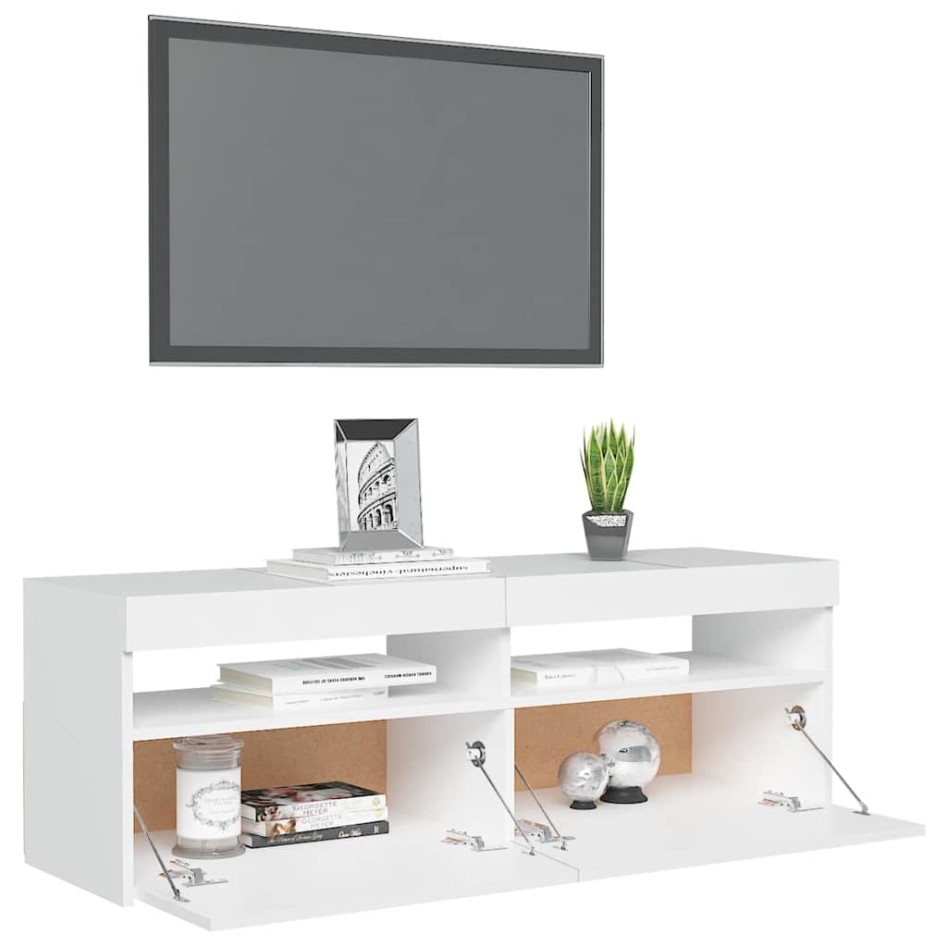 Mueble para TV con luces LED blanco 120x35x40