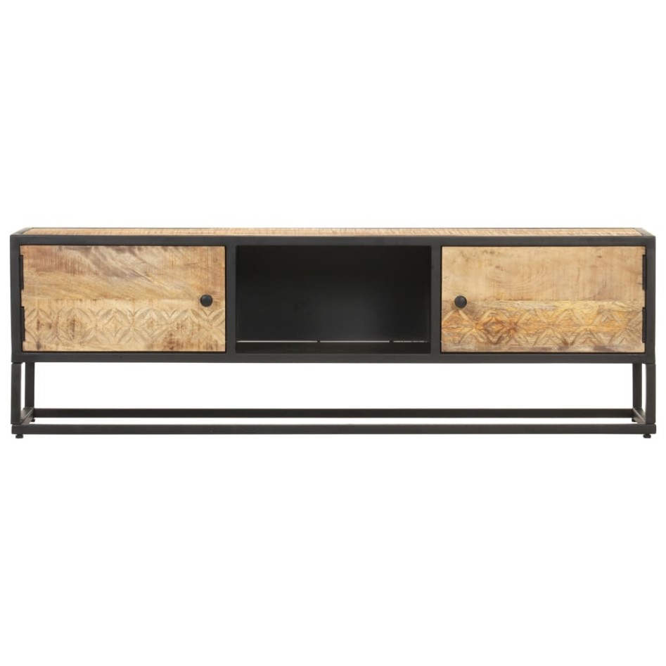 Mueble de TV puerta tallada madera de mango rugosa 130x30x40