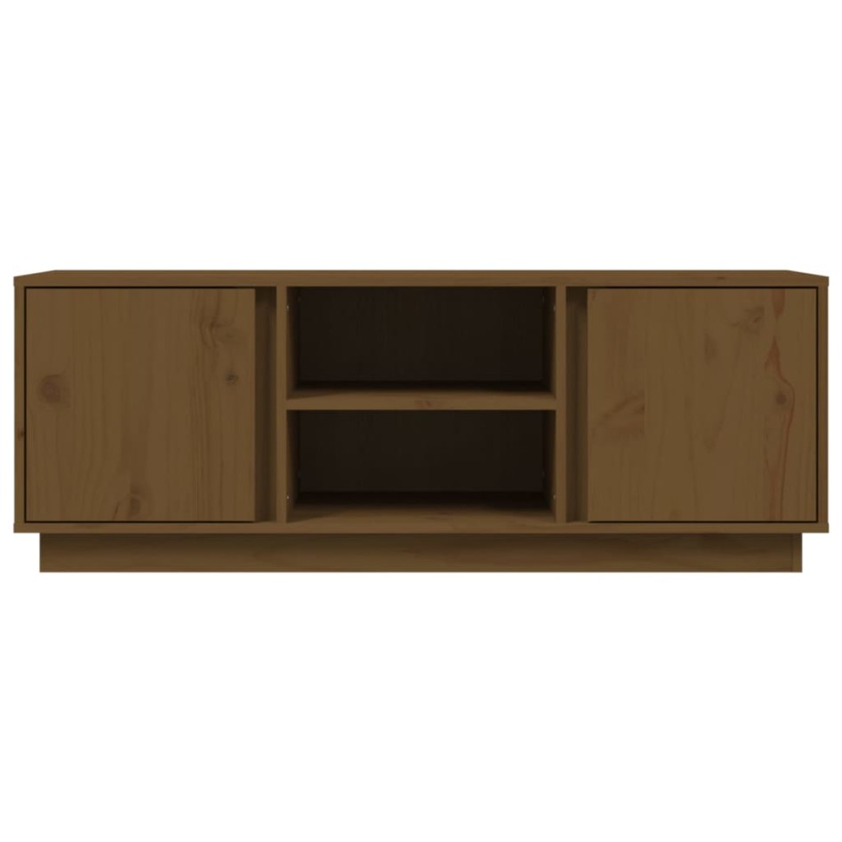 Mueble de TV madera maciza de pino marrón miel 110x35x40,5