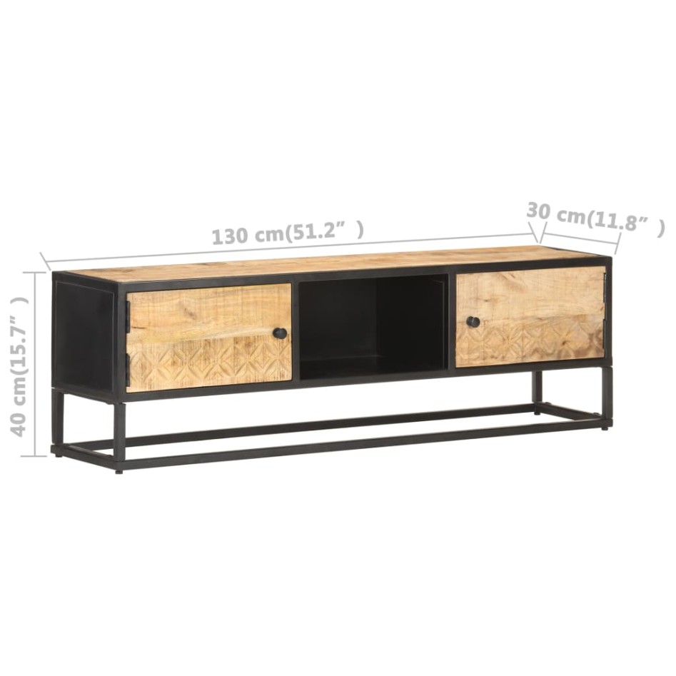 Mueble de TV puerta tallada madera de mango rugosa 130x30x40