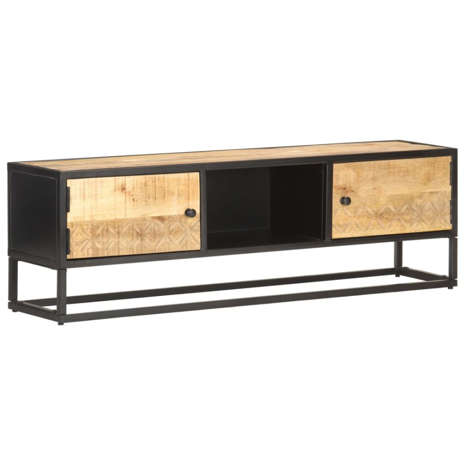 Mueble de TV puerta tallada madera de mango rugosa 130x30x40
