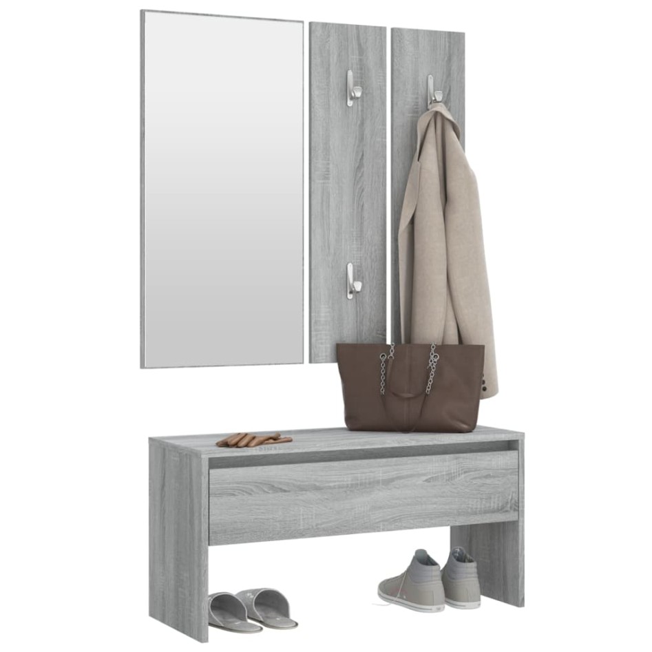 Set de muebles de recibidor madera contrachapada gris