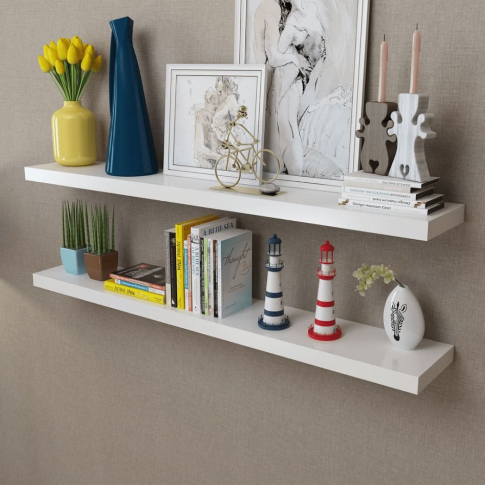 Estantes flotantes de pared 2 uds MDF blanco para