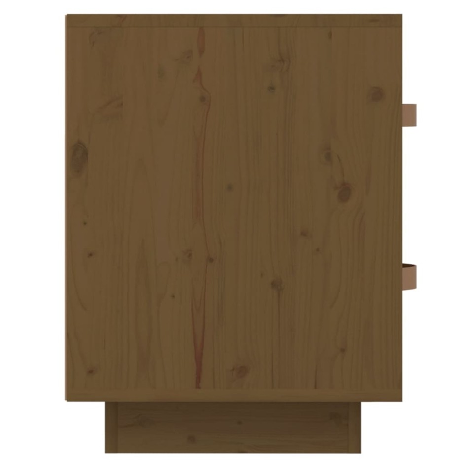 Mesita de noche madera maciza de pino marrón miel 40x34x45