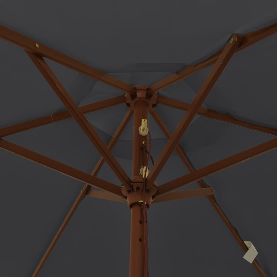 Sombrilla de jardín con poste de madera negro 196x231