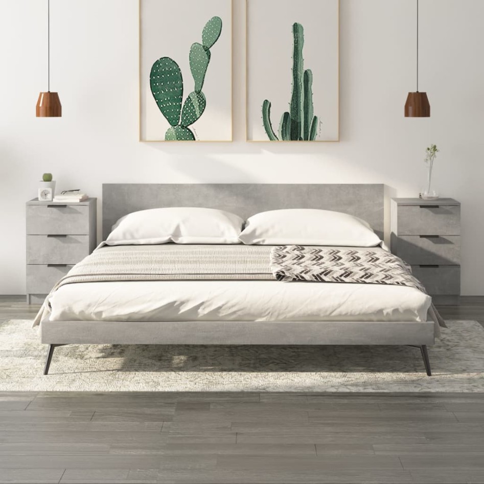 Mesitas de noche 2 unidades color gris hormigón 40x36x65