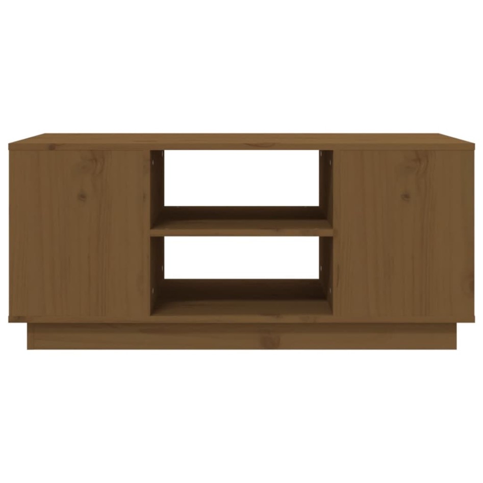 Mesa de centro madera maciza de pino marrón miel 90x49x40,5