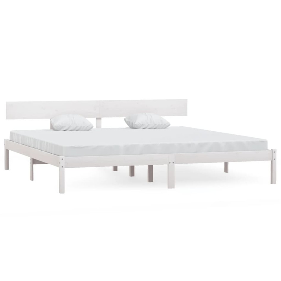 Estructura de cama sin colchón madera maciza blanco 200x200