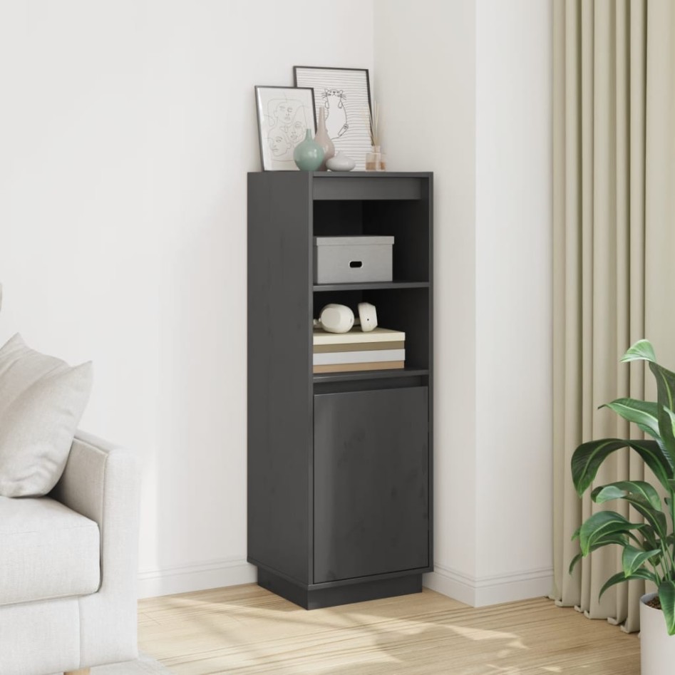 Aparador alto de madera maciza de pino gris 37x34x110