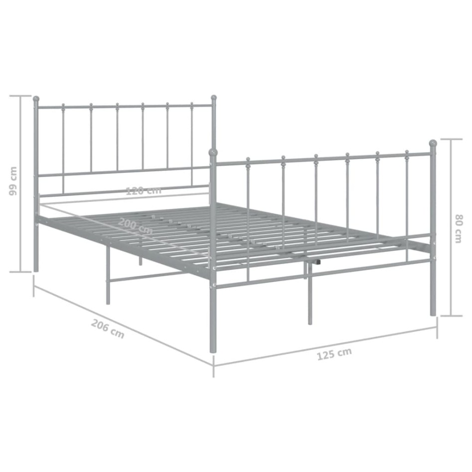 Estructura de cama sin colchón metal gris 120x200