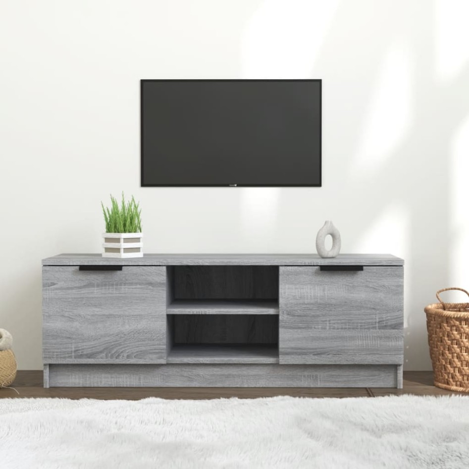 Mueble de TV madera contrachapada gris Sonoma 102x35x36,5