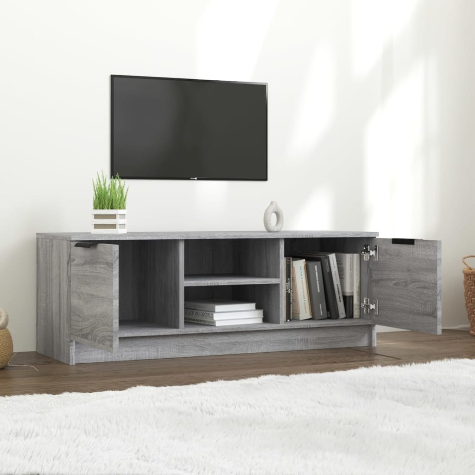 Mueble de TV madera contrachapada gris Sonoma 102x35x36,5