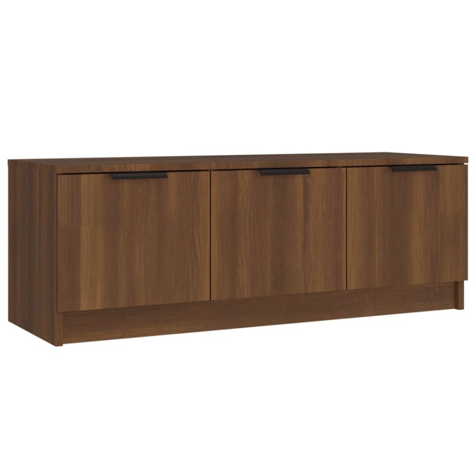 Mueble de TV madera contrachapada marrón roble 102x35x36,5