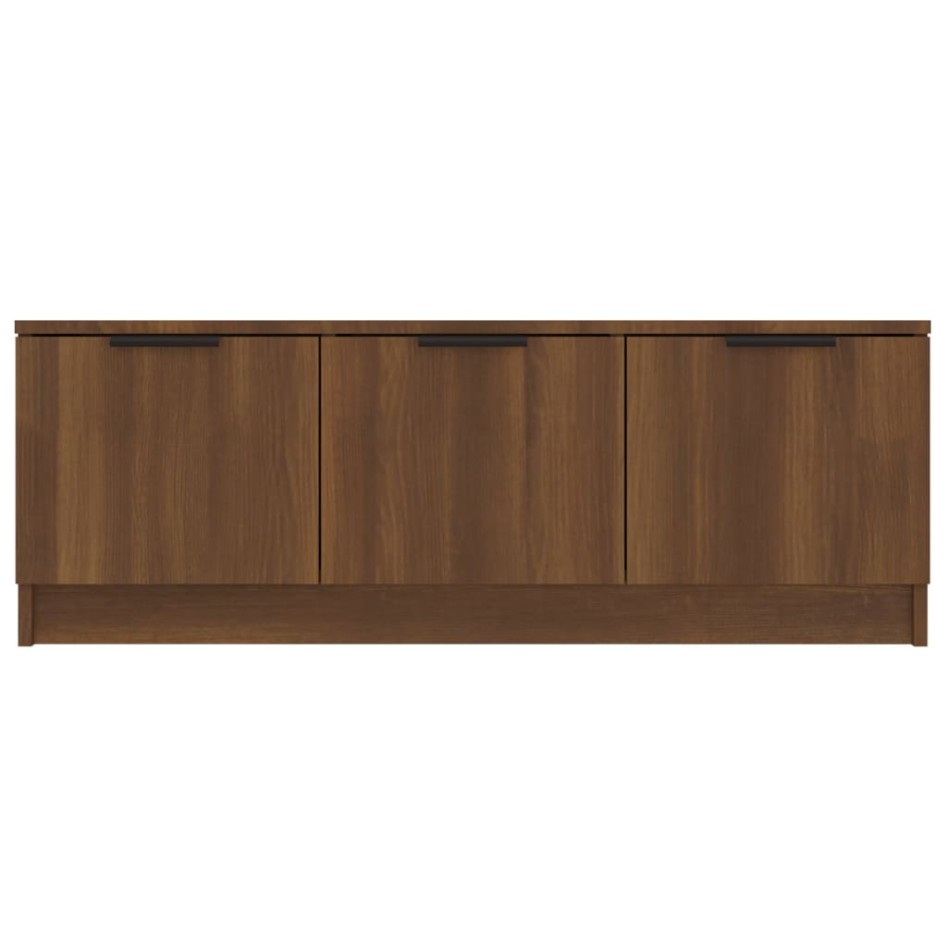 Mueble de TV madera contrachapada marrón roble 102x35x36,5