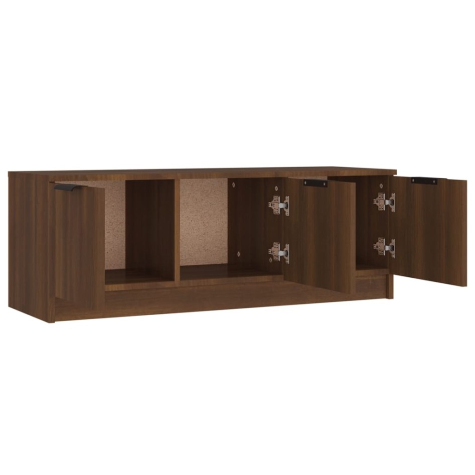 Mueble de TV madera contrachapada marrón roble 102x35x36,5