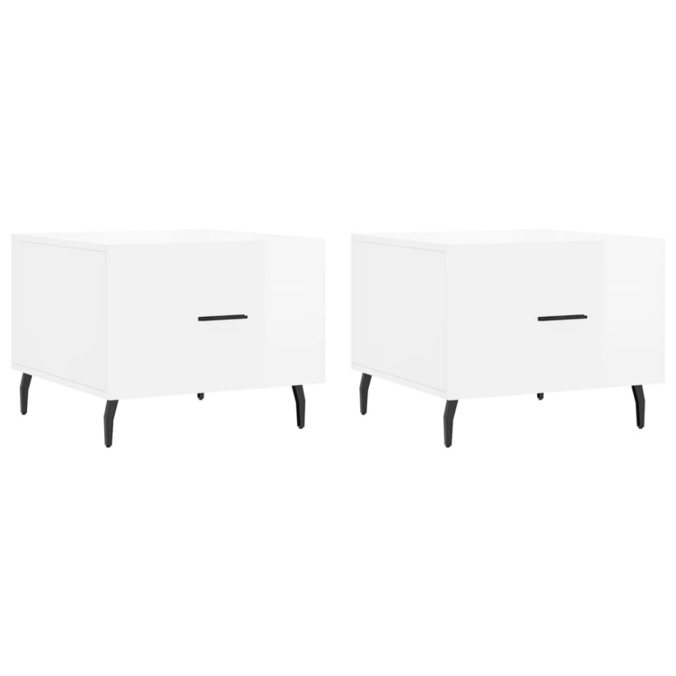 Mesa de centro 2 uds madera ingeniería blanco brillo