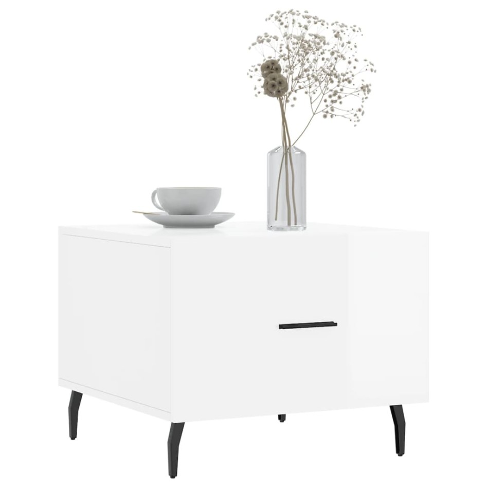 Mesa de centro 2 uds madera ingeniería blanco brillo