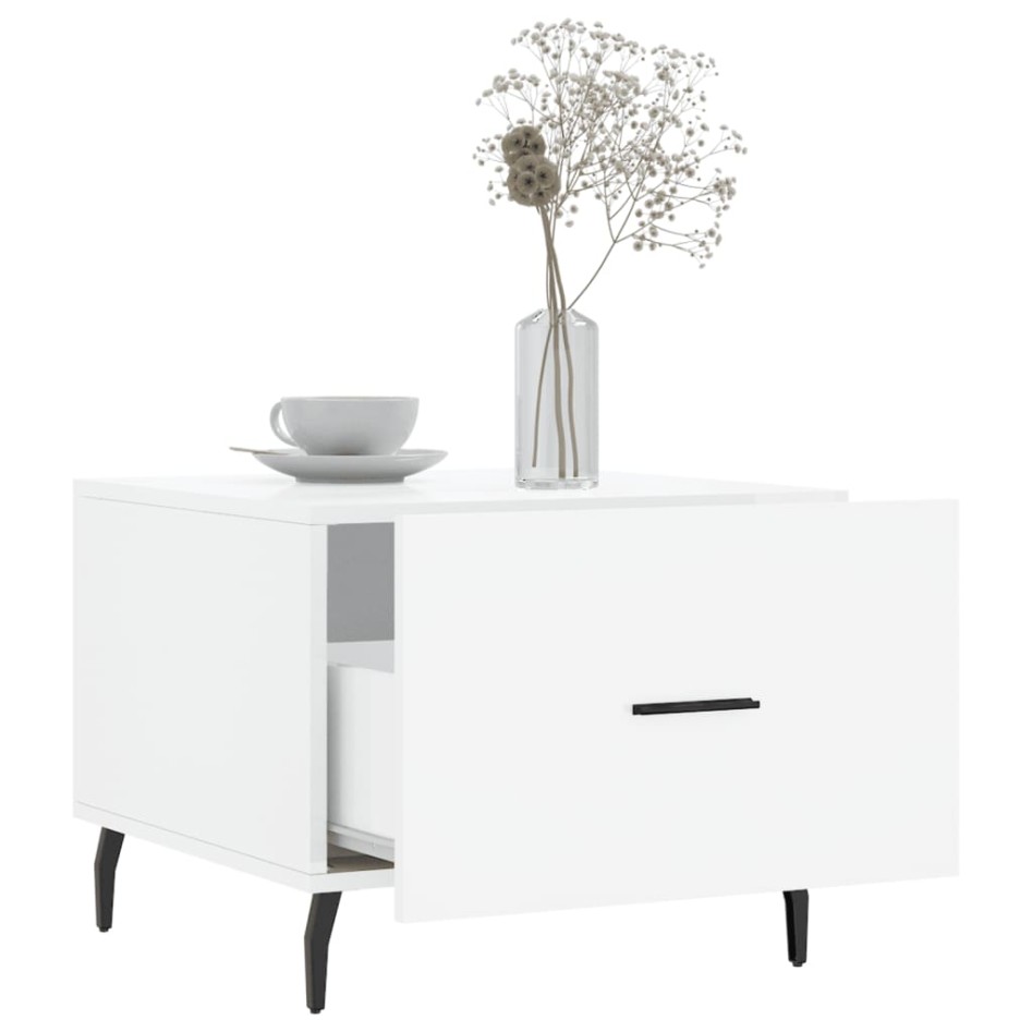 Mesa de centro 2 uds madera ingeniería blanco brillo