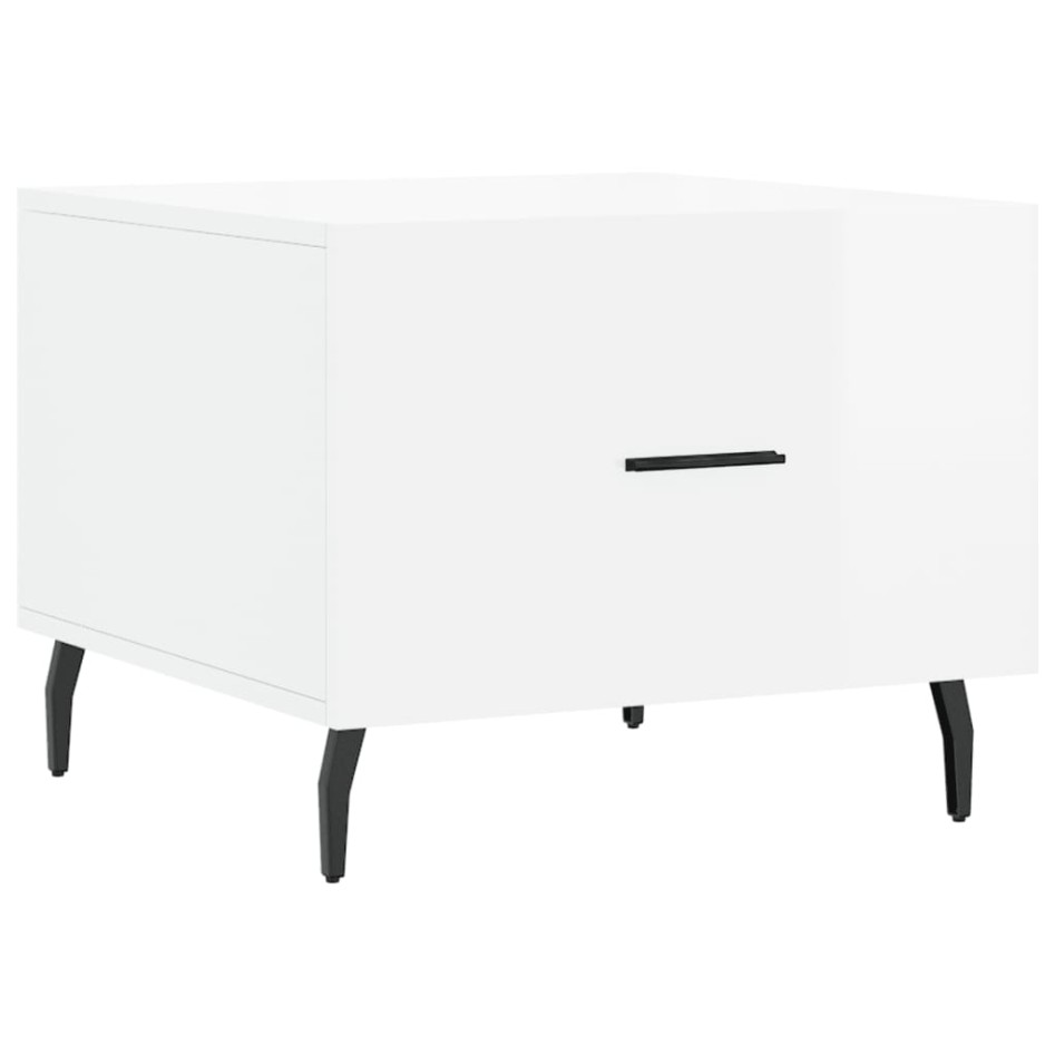 Mesa de centro 2 uds madera ingeniería blanco brillo