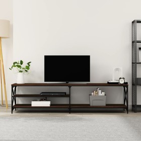 Mueble TV metal y madera contrachapada roble marrón