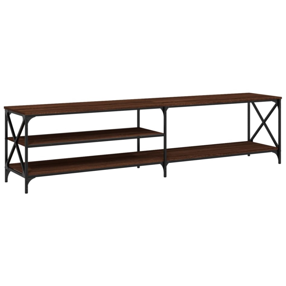 Mueble TV metal y madera contrachapada roble marrón