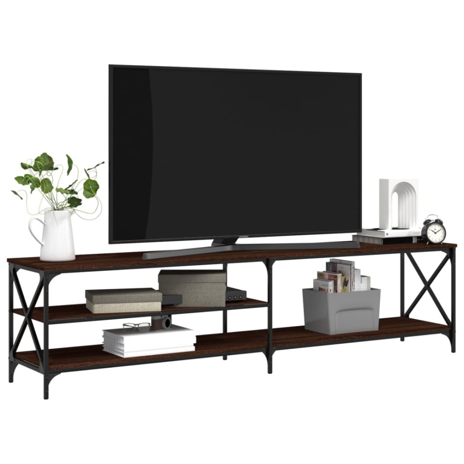 Mueble TV metal y madera contrachapada roble marrón