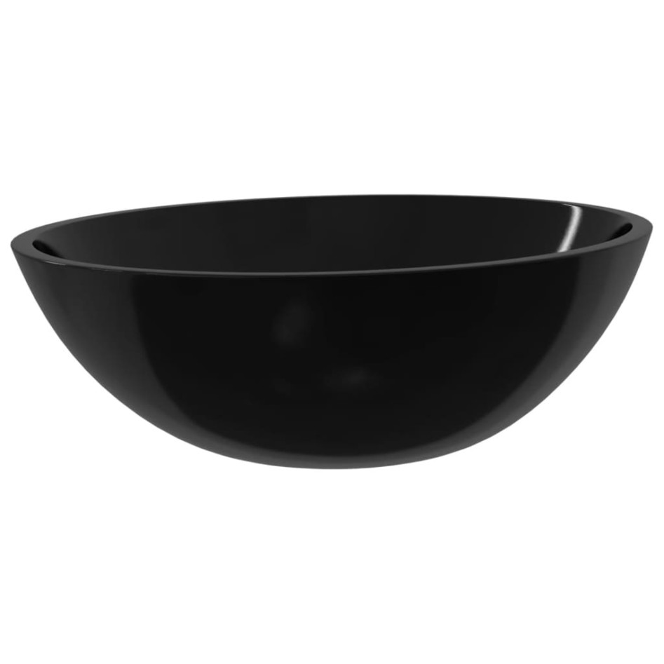 Lavabo de vidrio negro 50x37x14