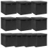 Cajas de almacenaje con tapas 10 uds tela negro 32x32x32