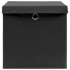 Cajas de almacenaje con tapas 10 uds tela negro 32x32x32